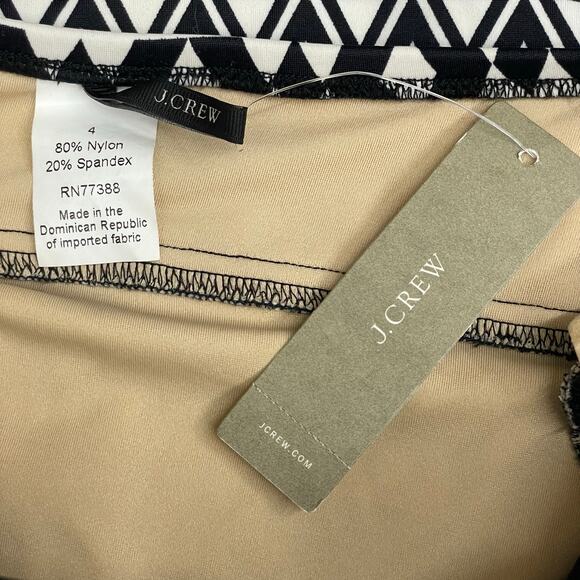 J. Crew Black and White Geometric Tribal Print One Piece Swimsuit Size 4 NWT - Picture 4 of 8